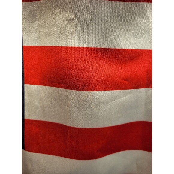 VTG USA Flag Satin Bomber Jacket Mens MEDIUM LARGE Kim Baker Design White - Picture 12 of 12